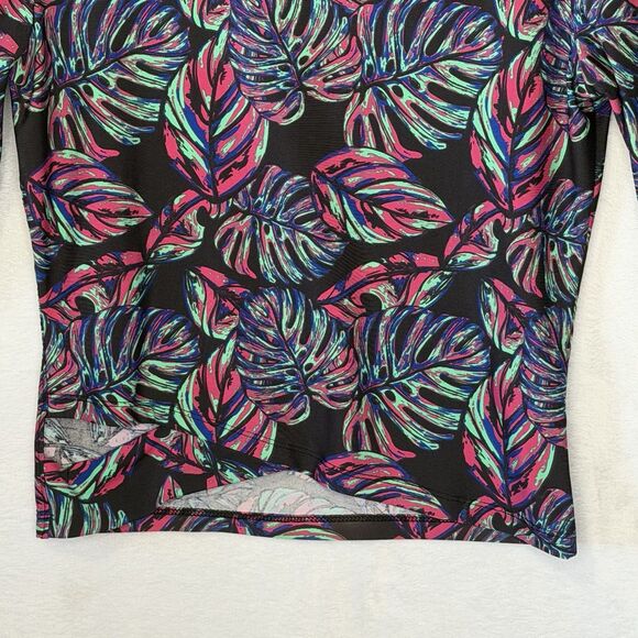 Kira Lifestyle Athletic Cropped Long Sleeve Tropical Print Active Top Size M - Picture 5 of 15